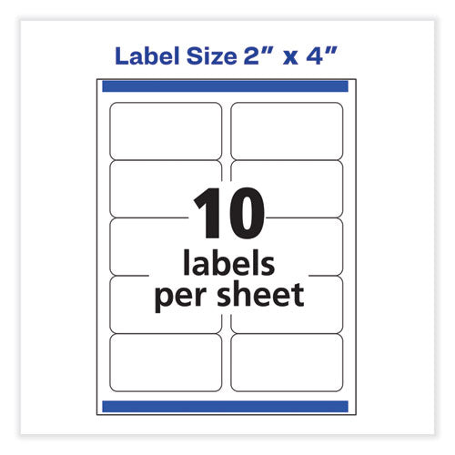Image of Avery® Vibrant Inkjet Color-Print Labels W/ Sure Feed, 2 X 4, Matte White, 200/pk