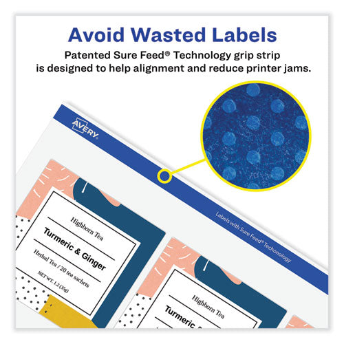 Image of Avery® Vibrant Inkjet Color-Print Labels w/ Sure Feed, 3.33 x 4, Matte White, 120/PK