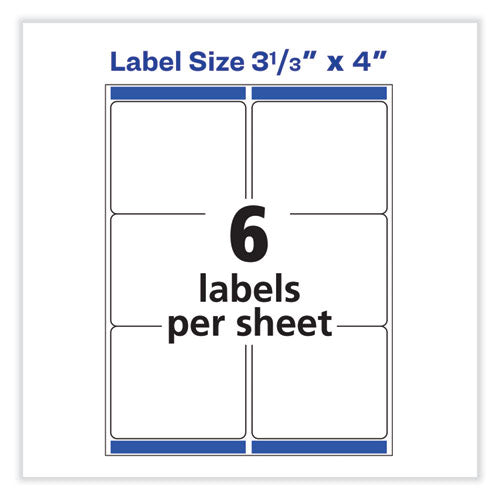 Image of Avery® Vibrant Inkjet Color-Print Labels w/ Sure Feed, 3.33 x 4, Matte White, 120/PK
