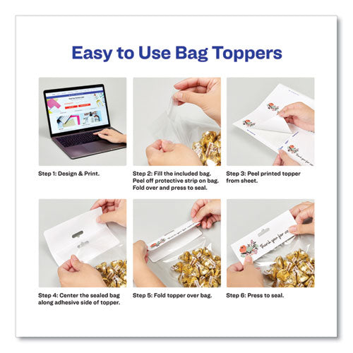 Image of Avery® Sure Feed Printable Toppers with Bags, 1.75 x 5, White, 40/Pack