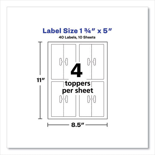 Image of Avery® Sure Feed Printable Toppers with Bags, 1.75 x 5, White, 40/Pack
