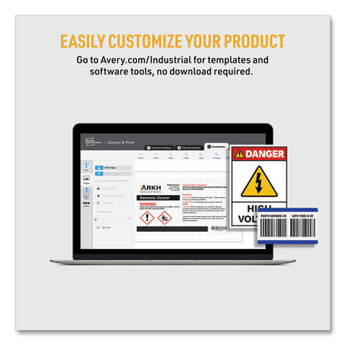Image of Avery® Permatrack Destructible Asset Tag Labels, Laser Printers, 1.25 X 2.75, White, 14/sheet, 8 Sheets/pack