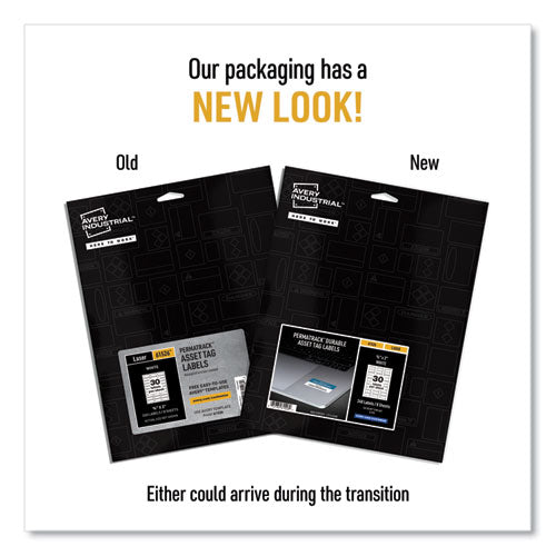 Image of Avery® Permatrack Durable White Asset Tag Labels, Laser Printers, 0.75 X 2, White, 30/sheet, 8 Sheets/pack