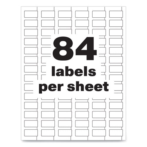 Image of Avery® Permatrack Durable White Asset Tag Labels, Laser Printers, 0.5 X 1, White, 84/sheet, 8 Sheets/pack
