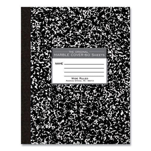 Image of Roaring Spring® Marble Cover Composition Book, Wide/Legal Rule, Black Marble Cover, (60) 10 x 8 Sheets