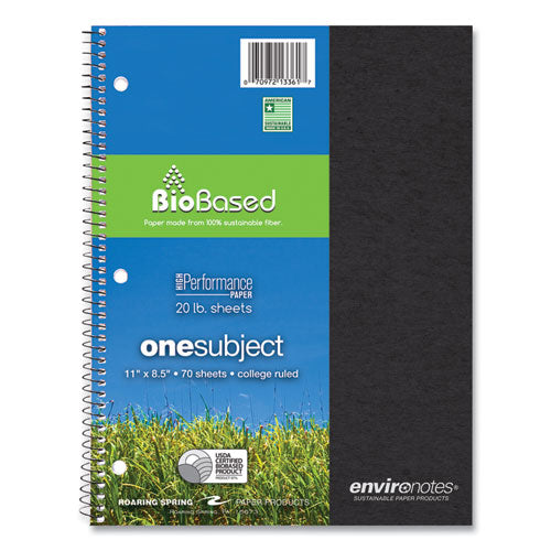 Image of Roaring Spring® Environotes BioBased Notebook, 1-Subject, Medium/College Rule, Randomly Assorted Earthtone Cover Color, (70) 11 x 8.5 Sheets