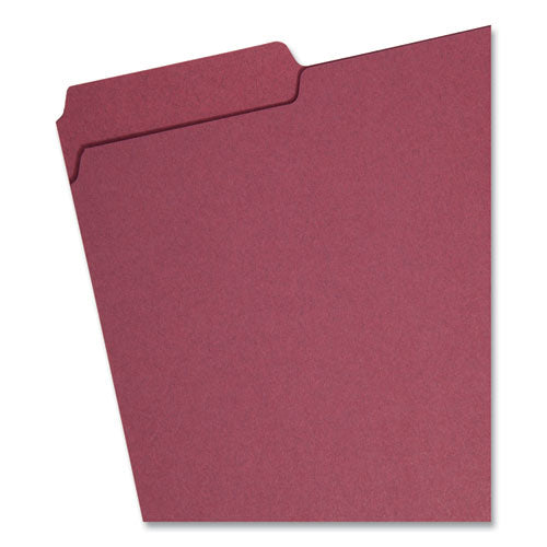 Image of Smead Interior File Folders, 1/3-Cut Tabs: Assorted, Letter Size, 0.75" Expansion, Maroon, 100/Box