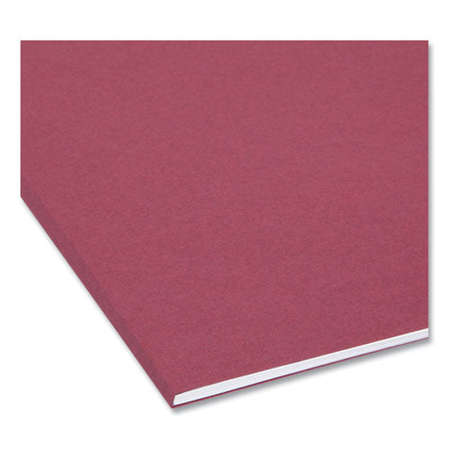 Image of Smead Interior File Folders, 1/3-Cut Tabs: Assorted, Letter Size, 0.75" Expansion, Maroon, 100/Box