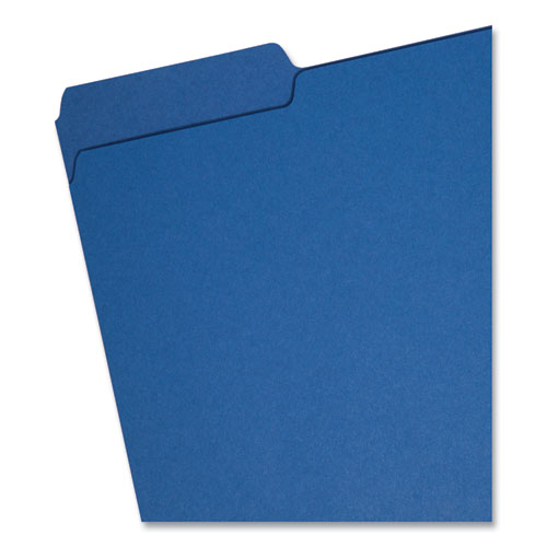Image of Smead Interior File Folders, 1/3-Cut Tabs: Assorted, Letter Size, 0.75" Expansion, Navy Blue, 100/Box