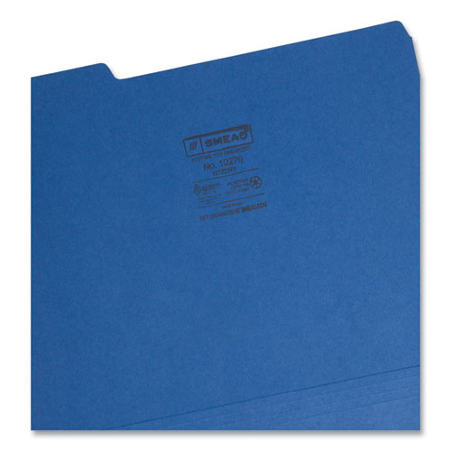Image of Smead Interior File Folders, 1/3-Cut Tabs: Assorted, Letter Size, 0.75" Expansion, Navy Blue, 100/Box