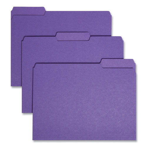 Image of Smead Interior File Folders, 1/3-Cut Tabs: Assorted, Letter Size, 0.75" Expansion, Purple, 100/Box