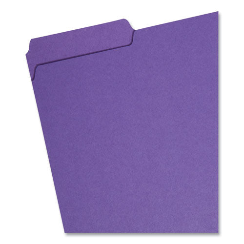 Image of Smead Interior File Folders, 1/3-Cut Tabs: Assorted, Letter Size, 0.75" Expansion, Purple, 100/Box
