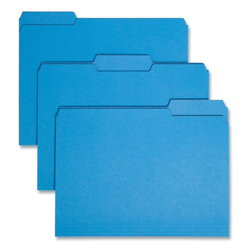 Image of Smead Interior File Folders, 1/3-Cut Tabs: Assorted, Letter Size, 0.75" Expansion, Sky Blue, 100/Box
