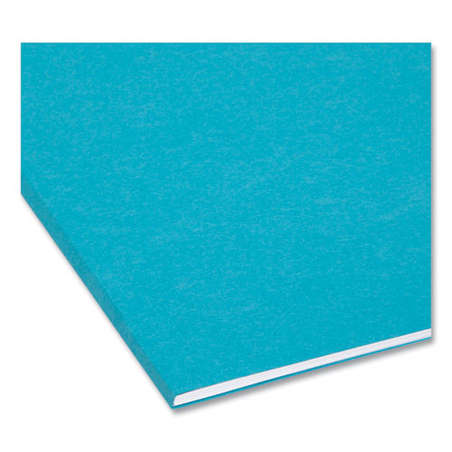 Image of Smead Interior File Folders, 1/3-Cut Tabs: Assorted, Letter Size, 0.75" Expansion, Teal, 100/Box