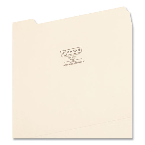 Image of Smead Manila File Folders, 1/3-Cut Tabs: Left Position, Letter Size, 0.75" Expansion, Manila, 100/Box