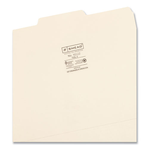 Image of Smead Manila File Folders, 1/3-Cut Tabs: Center Position, Letter Size, 0.75" Expansion, Manila, 100/Box