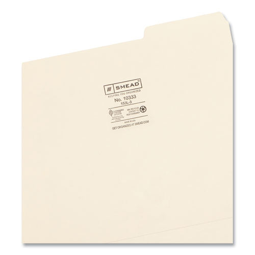 Image of Smead Manila File Folders, 1/3-Cut Tabs: Right Position, Letter Size, 0.75" Expansion, Manila, 100/Box