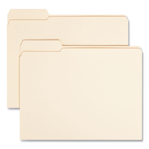 Image of Smead Reinforced Tab Manila File Folders, 1/3-Cut Tabs: Left Position, Letter Size, 0.75" Expansion, 11-pt Manila, 100/Box