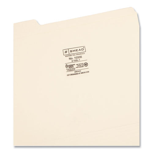 Image of Smead Reinforced Tab Manila File Folders, 1/3-Cut Tabs: Left Position, Letter Size, 0.75" Expansion, 11-pt Manila, 100/Box