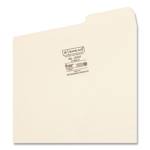 Image of Smead Reinforced Tab Manila File Folders, 1/3-Cut Tabs: Right Position, Letter Size, 0.75" Expansion, 11-pt Manila, 100/Box