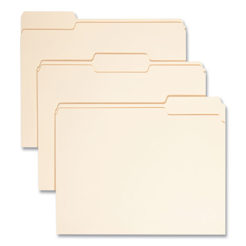 Image of Smead Top Tab File Folders with Antimicrobial Product Protection, 1/3-Cut Tabs: Assorted, Letter, 0.75" Expansion, Manila, 100/Box