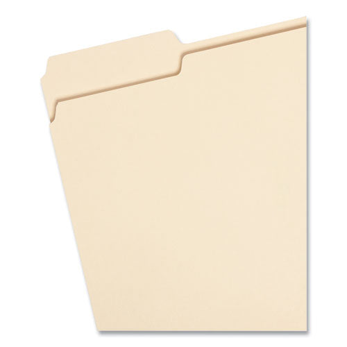 Image of Smead 100% Recycled Manila Top Tab File Folders, 1/3-Cut Tabs: Assorted, Letter Size, 0.75" Expansion, Manila, 100/Box