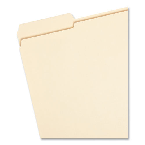 Image of Smead 100% Recycled Reinforced Top Tab File Folders, 1/3-Cut Tabs: Assorted, Letter Size, 0.75" Expansion, Manila, 100/Box