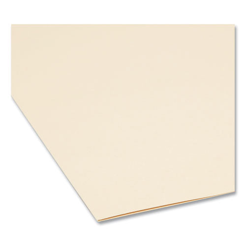 Image of Smead 100% Recycled Reinforced Top Tab File Folders, 1/3-Cut Tabs: Assorted, Letter Size, 0.75" Expansion, Manila, 100/Box