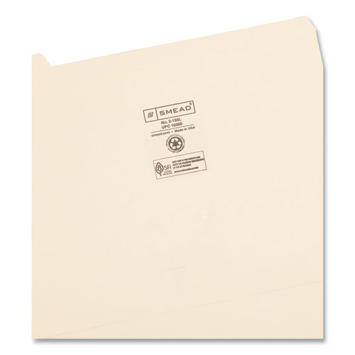 Image of Smead Reinforced Tab Manila File Folders, 1/5-Cut Tabs: Assorted, Letter Size, 0.75" Expansion, 11-pt Manila, 100/Box