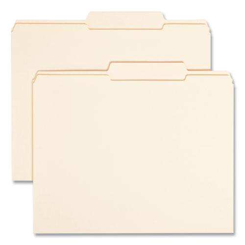 Image of Smead Reinforced Guide Height File Folders, 2/5-Cut Tabs: Right of Center Position, Letter Size, 0.75" Expansion, Manila, 100/Box