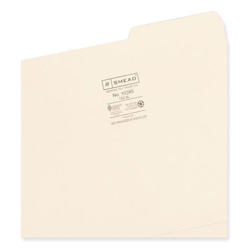 Image of Smead Manila Guide Height Systems File Folders, 2/5-Cut Tabs: Right of Center, Letter Size, 0.75" Expansion, Manila, 100/Box