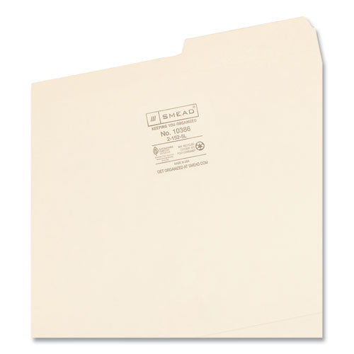 Image of Smead Reinforced Guide Height File Folders, 2/5-Cut Tabs: Right Position, Letter Size, 0.75" Expansion, Manila, 100/Box