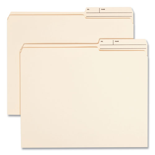 Image of Smead Reinforced Guide Height File Folders, 2/5-Cut Printed Tabs: Right Position, Letter Size, 0.75" Expansion, Manila, 100/Box