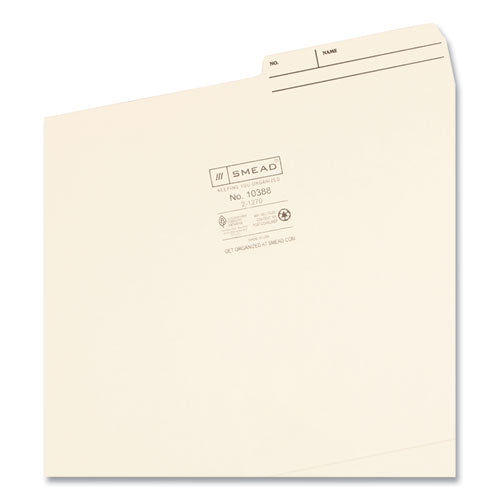 Image of Smead Reinforced Guide Height File Folders, 2/5-Cut Printed Tabs: Right Position, Letter Size, 0.75" Expansion, Manila, 100/Box