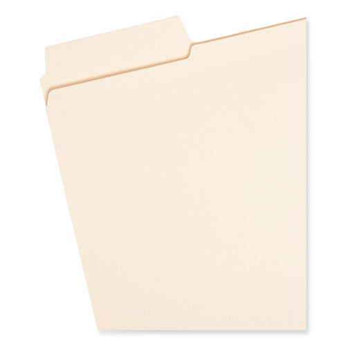 Image of Smead SuperTab Reinforced Guide Height Top Tab Folders, 1/3-Cut Tabs: Assorted, Letter Size, 0.75" Expansion, Manila, 100/Box