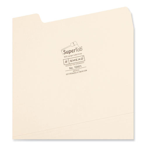 Image of Smead SuperTab Top Tab File Folders, 1/3-Cut Tabs: Assorted, Letter Size, 0.75" Expansion, 14-pt Manila, 50/Box