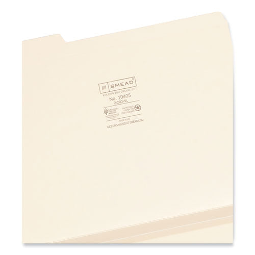 Image of Smead Expandable Heavyweight File Folders, 1/3-Cut Tabs: Assorted, Letter Size, 1.5" Expansion, Manila, 50/Box