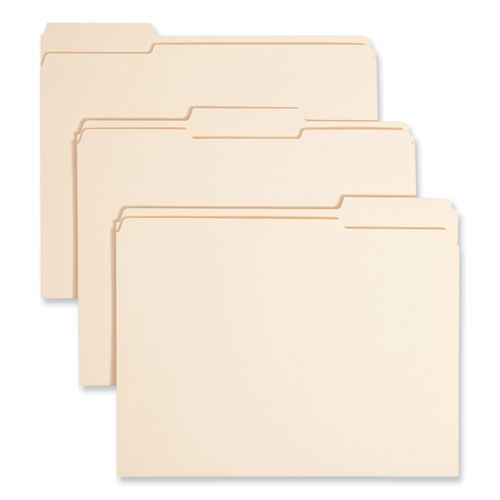 Image of Smead Reinforced Tab Manila File Folders, 1/3-Cut Tabs: Assorted, Letter Size, 0.75" Expansion, 14-pt Manila, 100/Box