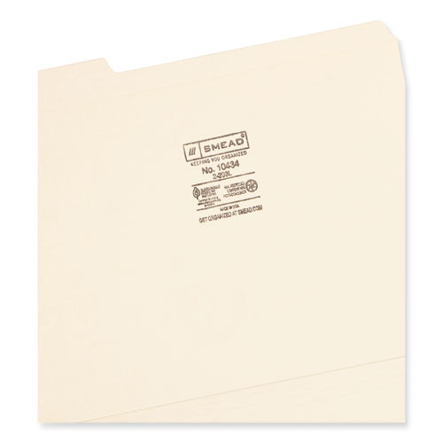 Image of Smead Reinforced Tab Manila File Folders, 1/3-Cut Tabs: Assorted, Letter Size, 0.75" Expansion, 14-pt Manila, 100/Box