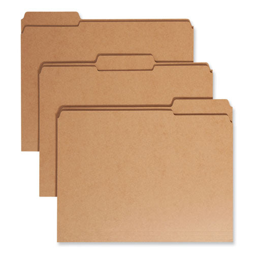 Image of Smead Heavyweight Kraft File Folder, 1/3-Cut Tabs: Assorted, Letter Size, 0.75" Expansion, 11-pt Kraft, Brown, 100/Box