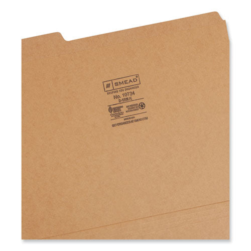 Image of Smead Heavyweight Kraft File Folder, 1/3-Cut Tabs: Assorted, Letter Size, 0.75" Expansion, 11-pt Kraft, Brown, 100/Box