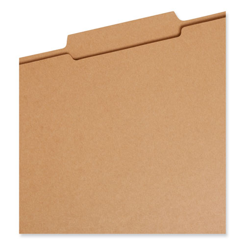 Image of Smead Guide Height Reinforced Heavyweight Kraft File Folder, 2/5-Cut Tabs: Right of Center, Letter, 0.75" Expansion, Brown, 100/Box