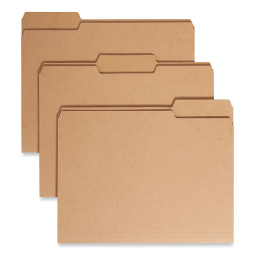Image of Smead Heavyweight Kraft File Folder, 1/3-Cut Tabs: Assorted, Letter Size, 0.75" Expansion, 17-pt Kraft, Brown, 50/Box