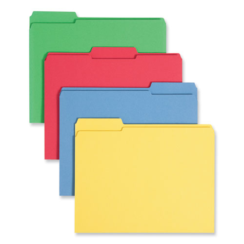 Image of Smead Reinforced Top Tab Colored File Folders, 1/3-Cut Tabs: Assorted, Letter Size, 0.75" Expansion, Assorted Colors, 12/Pack
