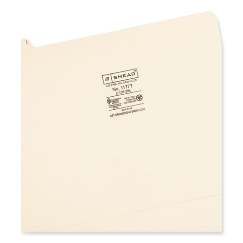 Image of Smead Indexed File Folder Sets, 1/5-Cut Prelabeled Tabs: A to Z, Letter Size, 0.75" Expansion, Manila, 25/Set