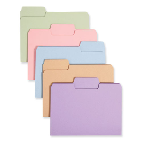 Image of Smead SuperTab Colored File Folders, 1/3-Cut Tabs: Assorted, Letter Size, 0.75" Expansion, 11-pt Stock, Color Assortment 2, 100/Box