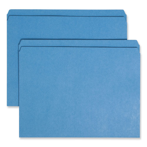 Image of Smead Reinforced Top Tab Colored File Folders, Straight Tabs, Letter Size, 0.75" Expansion, Blue, 100/Box