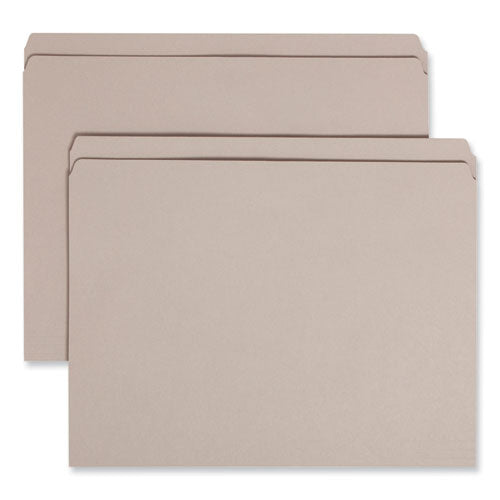 Image of Smead Reinforced Top Tab Colored File Folders, Straight Tabs, Letter Size, 0.75" Expansion, Gray, 100/Box