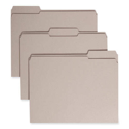 Image of Smead Reinforced Top Tab Colored File Folders, 1/3-Cut Tabs: Assorted, Letter Size, 0.75" Expansion, Gray, 100/Box