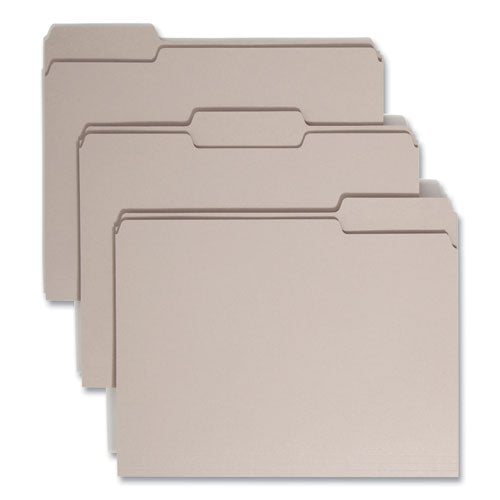 Image of Smead Colored File Folders, 1/3-Cut Tabs: Assorted, Letter Size, 0.75" Expansion, Gray, 100/Box